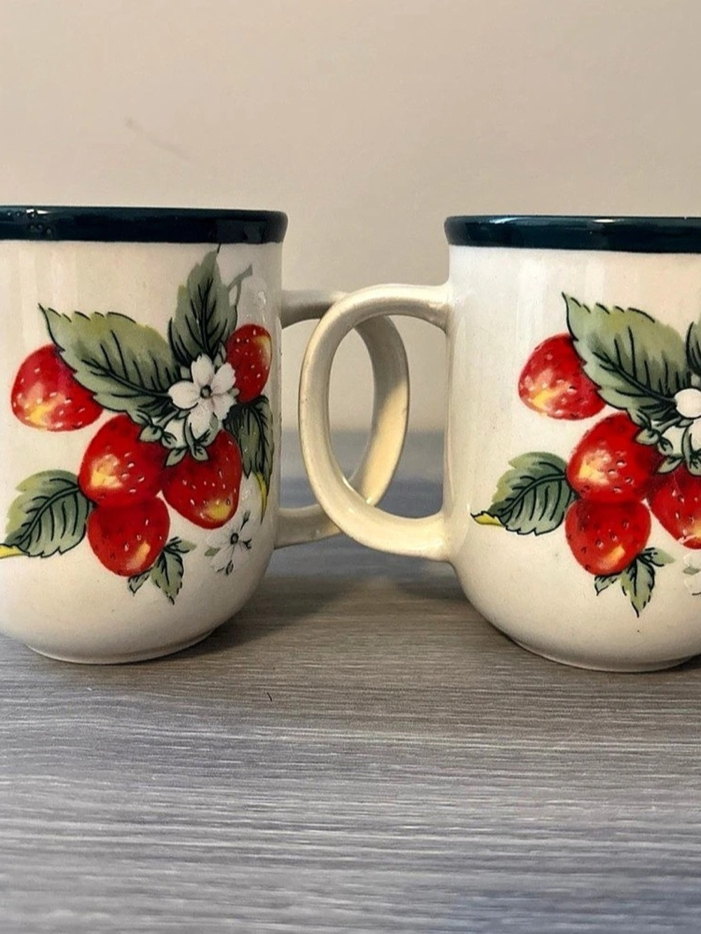 Casuals China Pearl Strawberry Floral Coffee Mug Set of 2